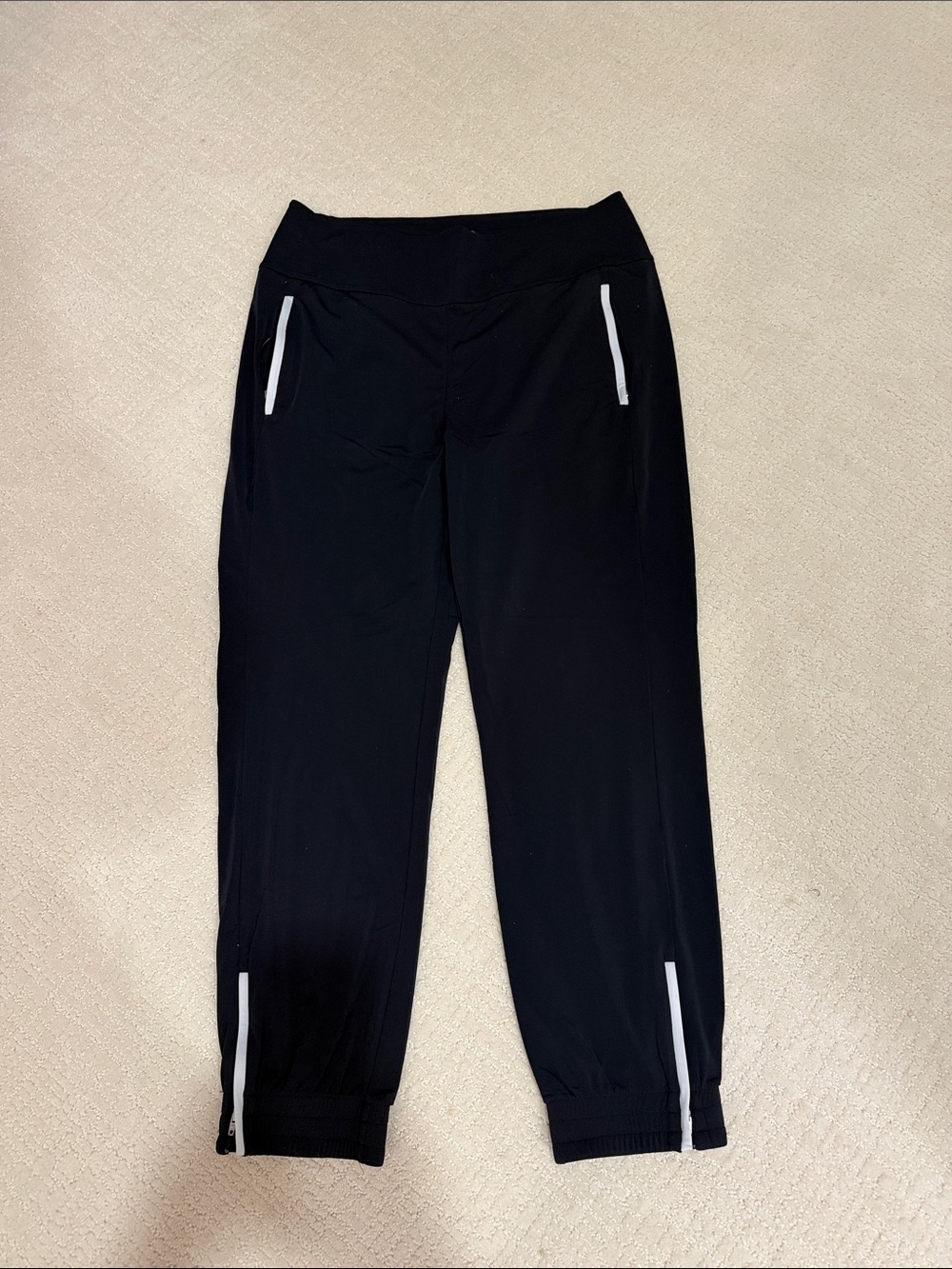 Kinona Black Joggers with White Zip Accents